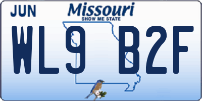 MO license plate WL9B2F