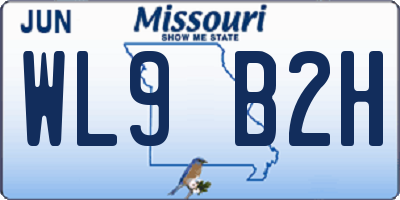 MO license plate WL9B2H
