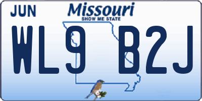 MO license plate WL9B2J