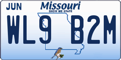 MO license plate WL9B2M