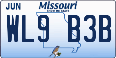 MO license plate WL9B3B