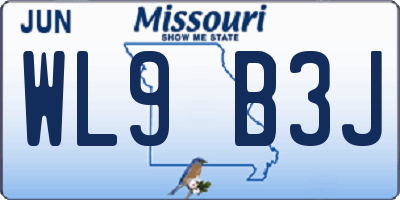 MO license plate WL9B3J