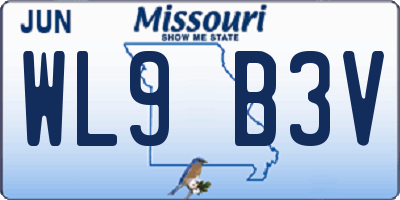 MO license plate WL9B3V