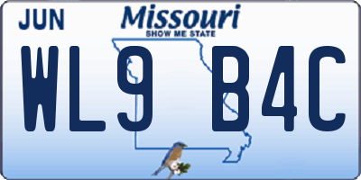 MO license plate WL9B4C