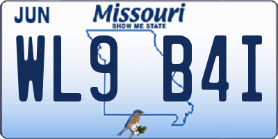 MO license plate WL9B4I