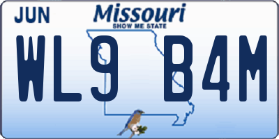 MO license plate WL9B4M