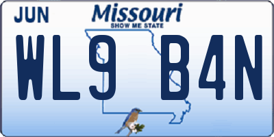 MO license plate WL9B4N