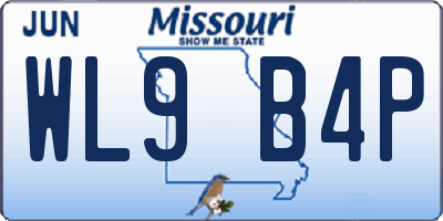 MO license plate WL9B4P