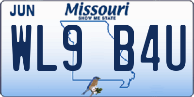 MO license plate WL9B4U
