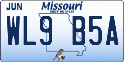 MO license plate WL9B5A