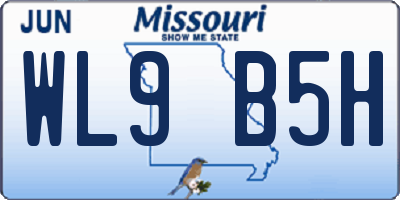 MO license plate WL9B5H