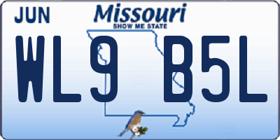 MO license plate WL9B5L