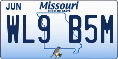 MO license plate WL9B5M