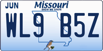 MO license plate WL9B5Z