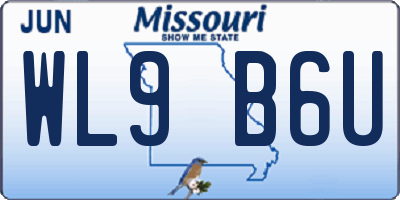 MO license plate WL9B6U