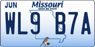 MO license plate WL9B7A