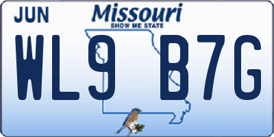 MO license plate WL9B7G