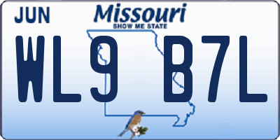 MO license plate WL9B7L