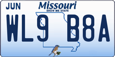 MO license plate WL9B8A