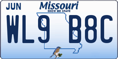 MO license plate WL9B8C
