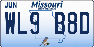MO license plate WL9B8D
