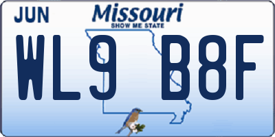 MO license plate WL9B8F