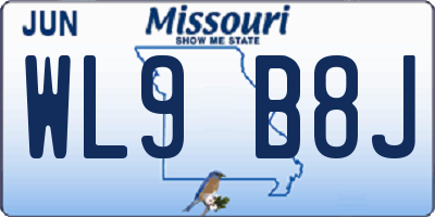 MO license plate WL9B8J