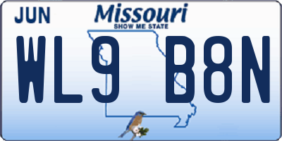 MO license plate WL9B8N