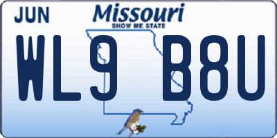 MO license plate WL9B8U