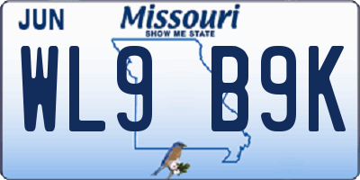 MO license plate WL9B9K