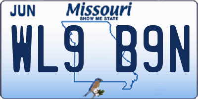 MO license plate WL9B9N