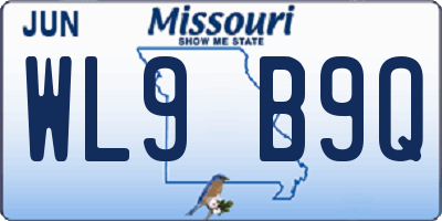 MO license plate WL9B9Q