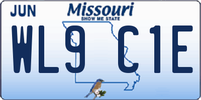 MO license plate WL9C1E