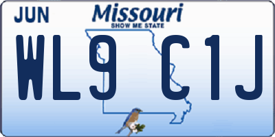 MO license plate WL9C1J