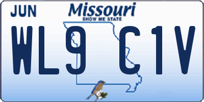 MO license plate WL9C1V