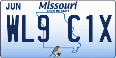 MO license plate WL9C1X