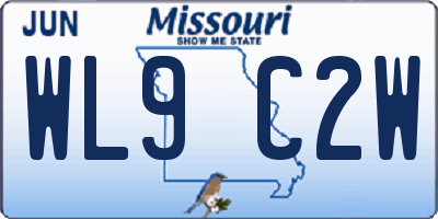 MO license plate WL9C2W