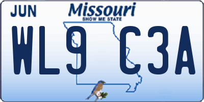 MO license plate WL9C3A