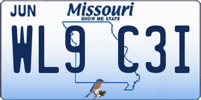 MO license plate WL9C3I