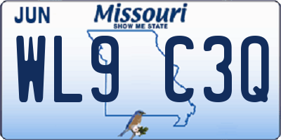 MO license plate WL9C3Q