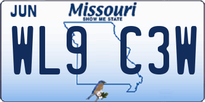 MO license plate WL9C3W