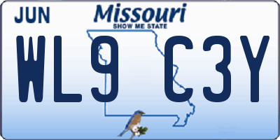 MO license plate WL9C3Y