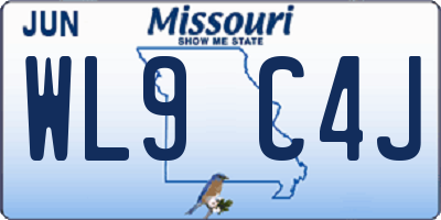 MO license plate WL9C4J