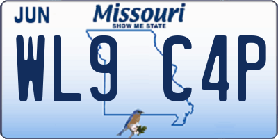 MO license plate WL9C4P