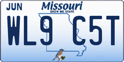 MO license plate WL9C5T