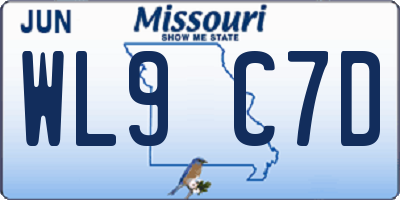 MO license plate WL9C7D