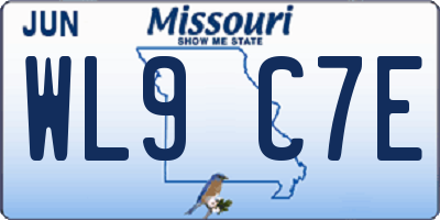 MO license plate WL9C7E