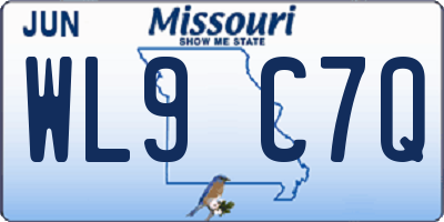 MO license plate WL9C7Q