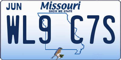 MO license plate WL9C7S