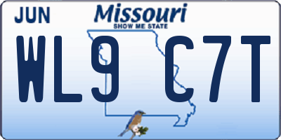 MO license plate WL9C7T